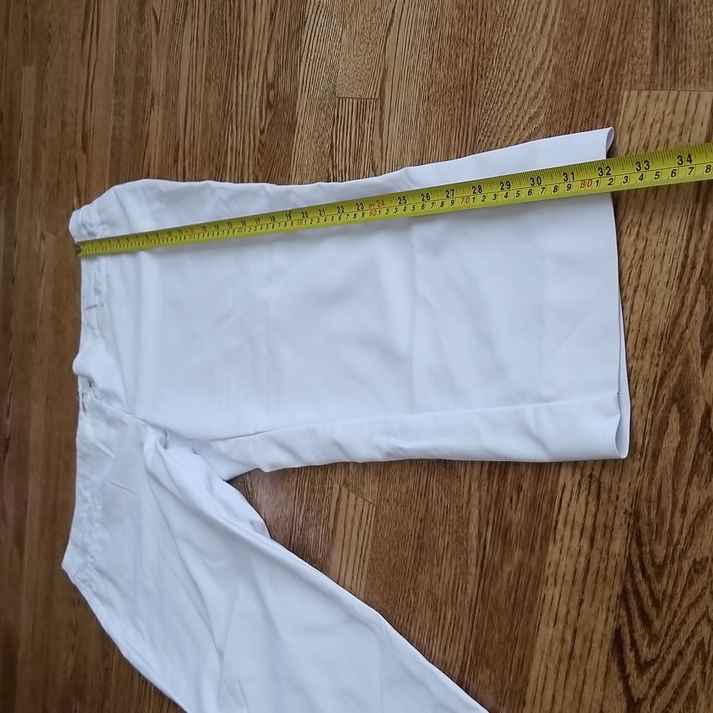 (14) Dalia White Cotton Blend Capri Pants Casual Neutral Cottagecore Minimalist - Picture 7 of 9